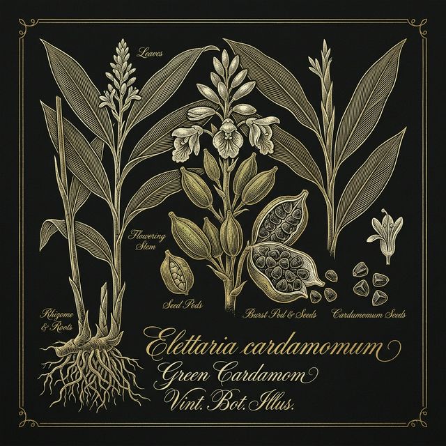 Cardamom botanical illustration