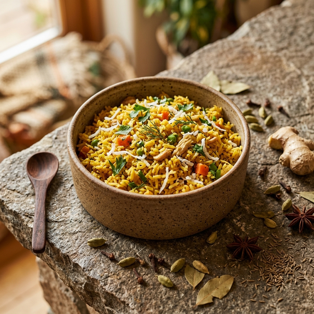 Dog enjoying homemade Ayurvedic food