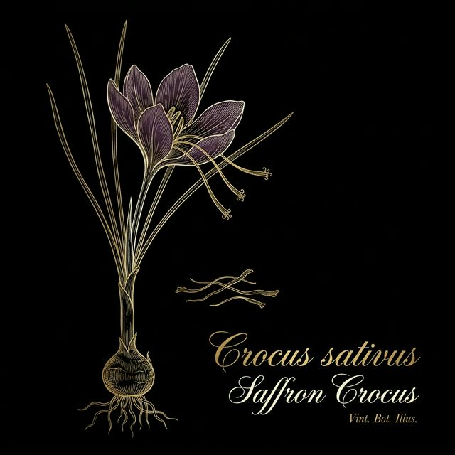 Saffron botanical illustration